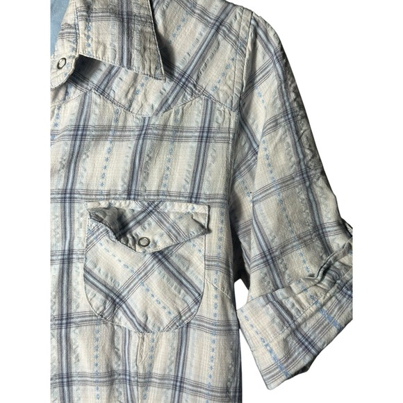 Horny‎ Toad 100% Cotton Snap Cuffed 3/4 Sleeves Medium Plaid Dress #EF3-4 - Picture 3 of 12